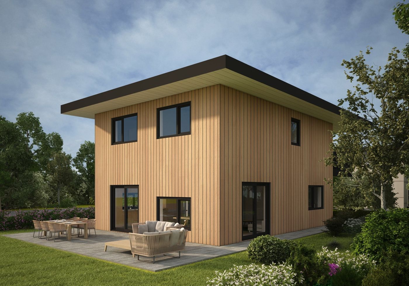Haus Modell Family ohne Carport mit Holzfassade